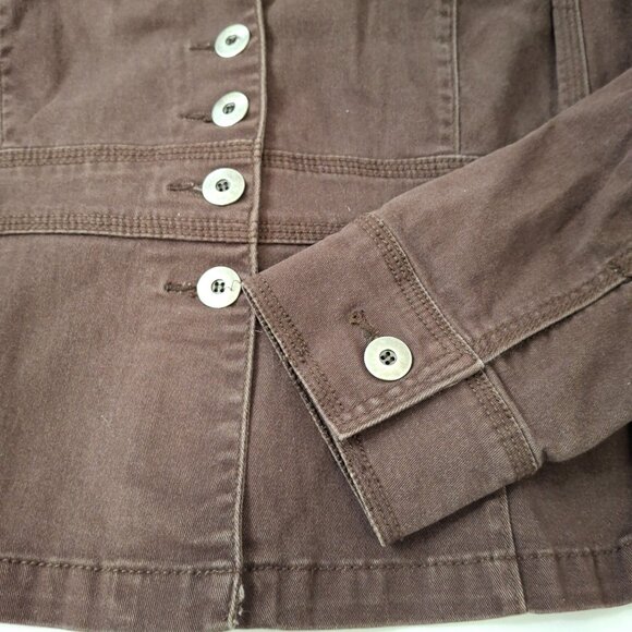 Vintage Cropped Utility Jacket Sz L Cotton Sun Bleached Brown Cozy Casual - Picture 7 of 15